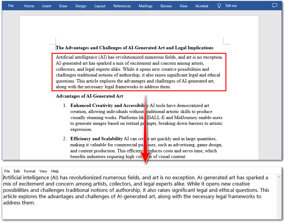 Convert Paragraphs in Word Files to Text Files