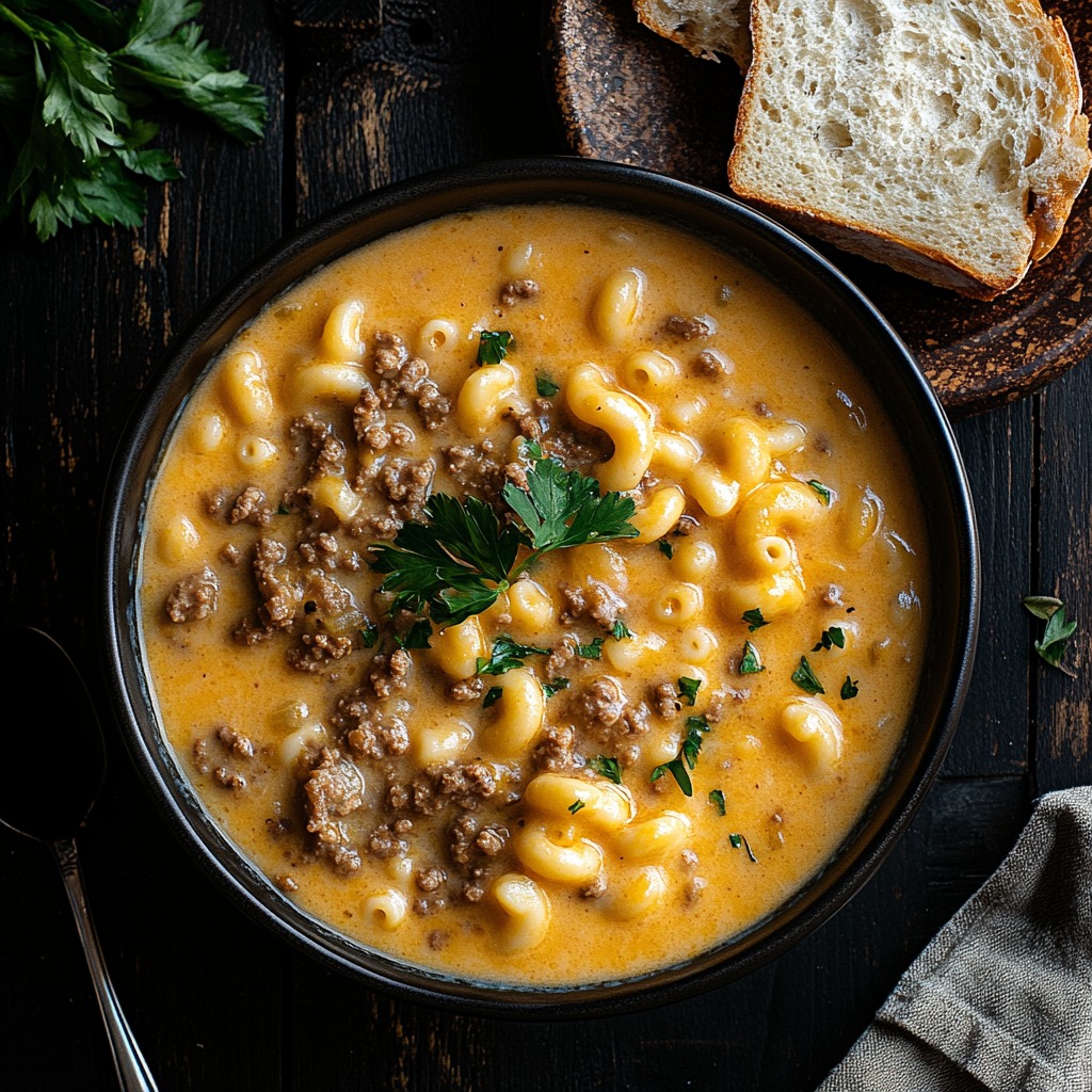 Macaroni Cheeseburger Soup Recipe