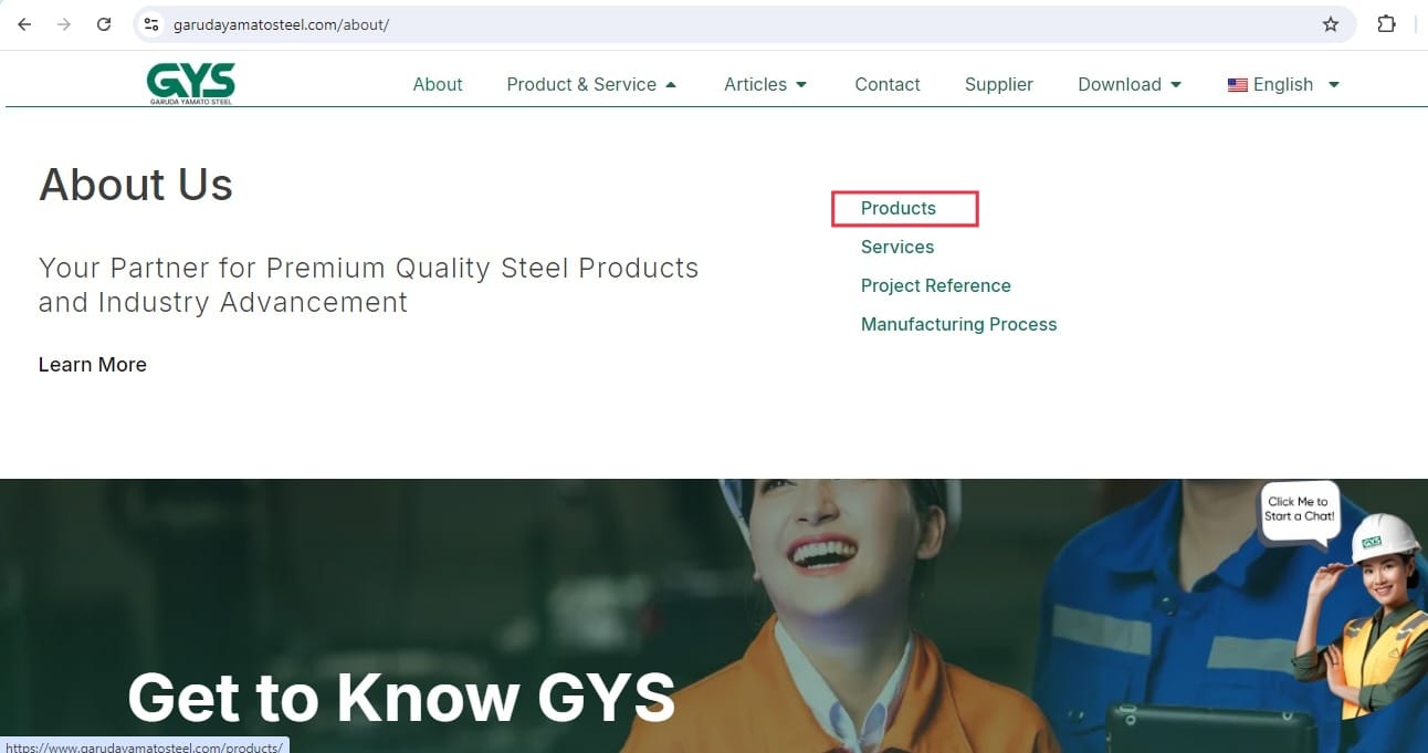 Halaman Produk Garuda Yamato Steel