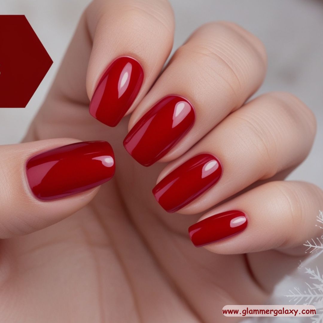 Red Winter Nail Designs having Jelly Finish
