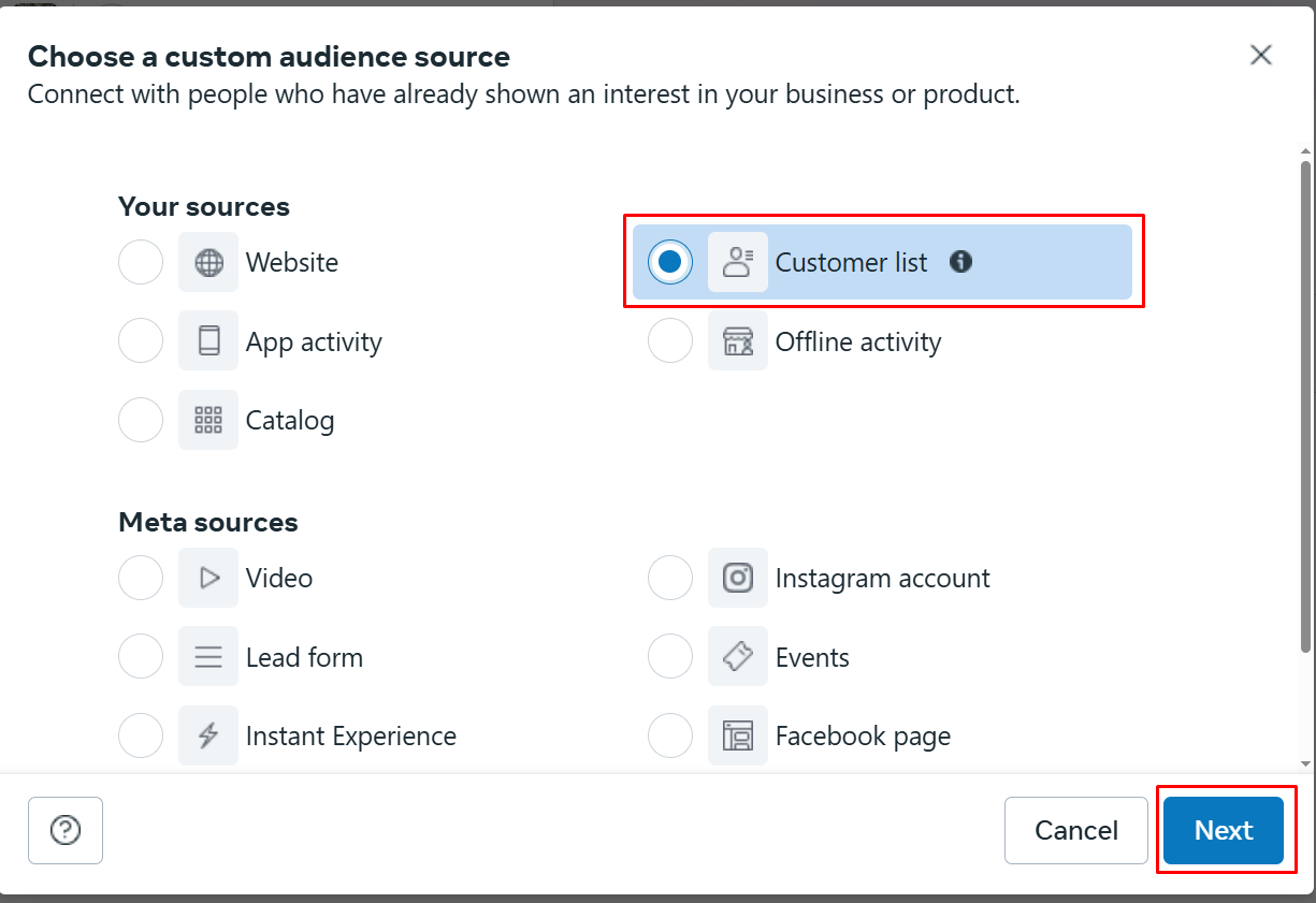 create custom audience from email list