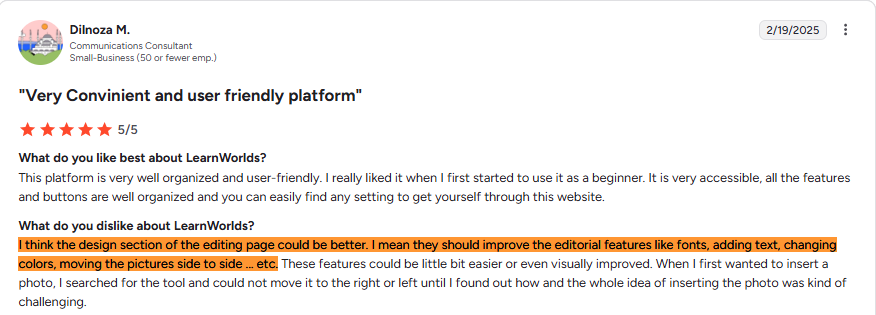 LearnWorlds testimonial