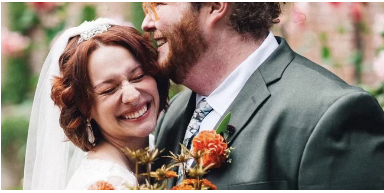 Happy Couple with copper blooms