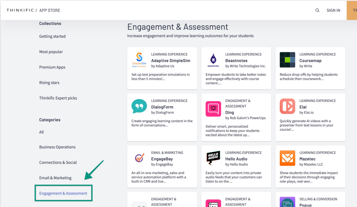 Thinkific Engagement & Assesment