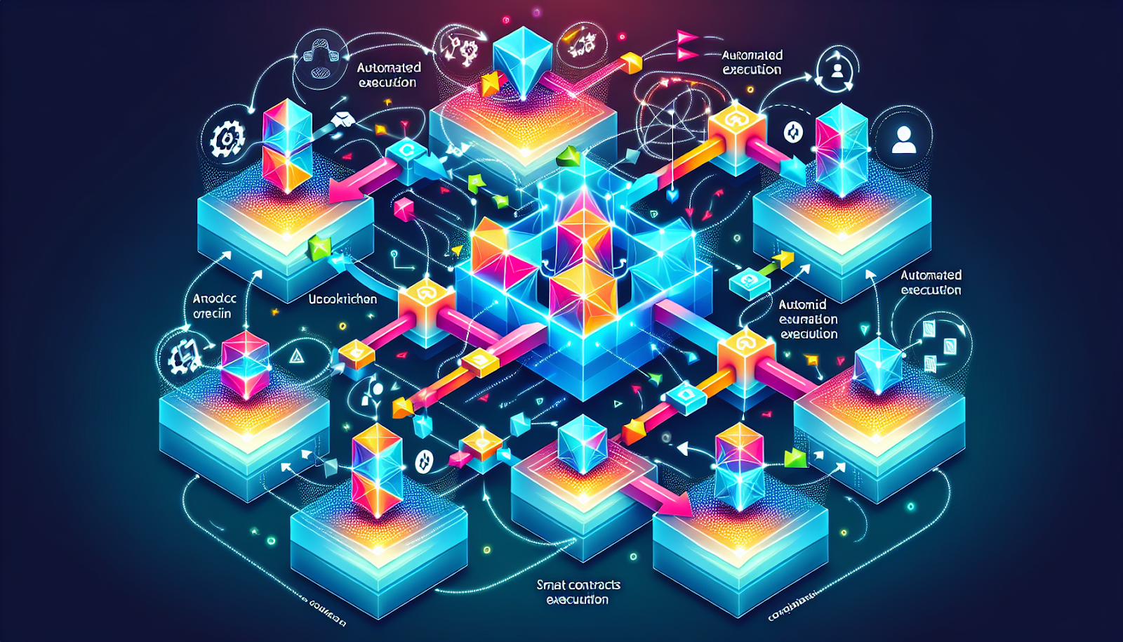 A diagram illustrating how smart contracts work within a blockchain network.