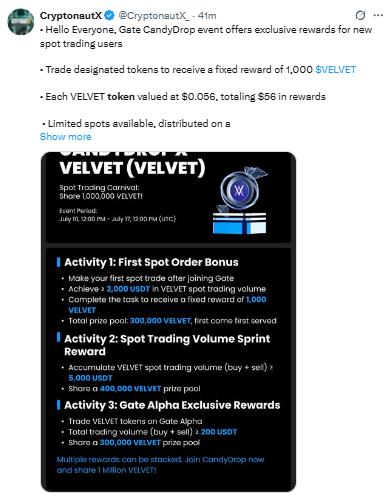CandyDrop X VELVET Event दे रहा है मुफ्त टोकन, जानें कैसे