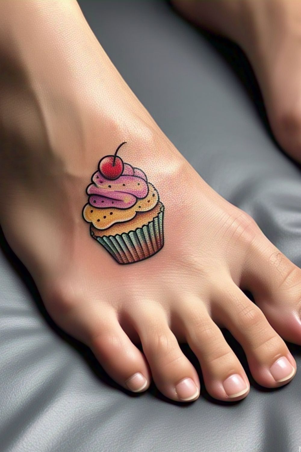 Cute Cupcake Foot Tattoo
