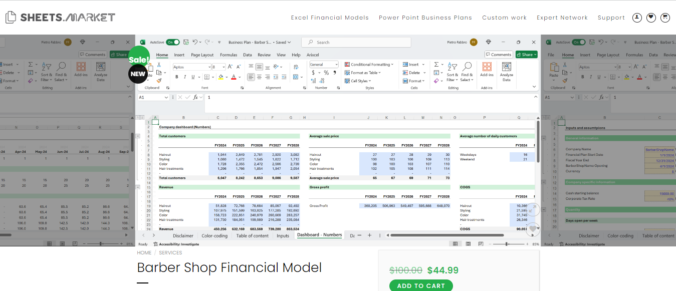 barber shop financial model