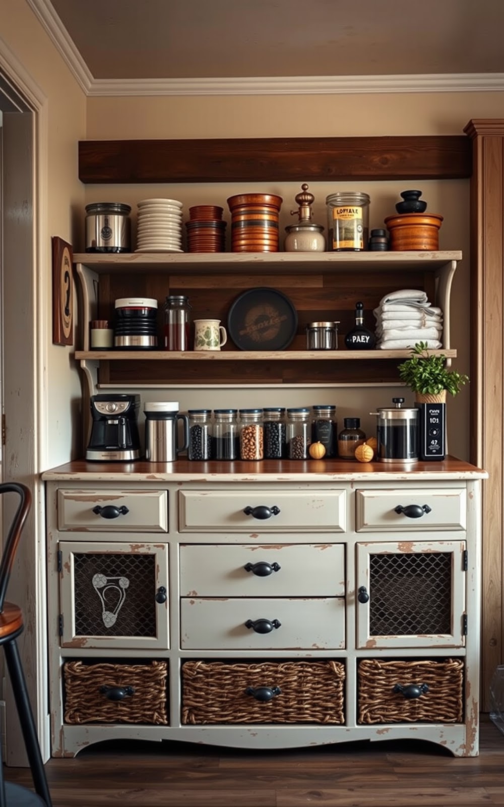 Repurposed Furniture Coffee Bar