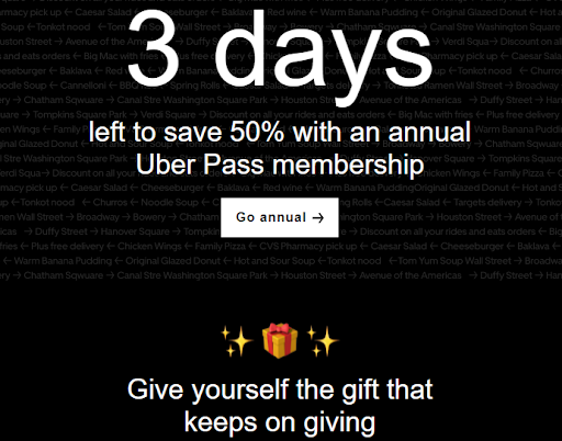 Uber email marketing example