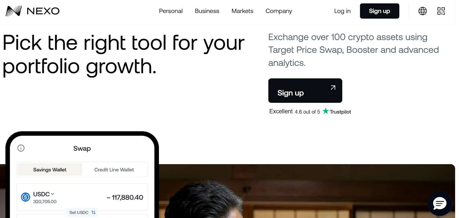 Nexo landing page
