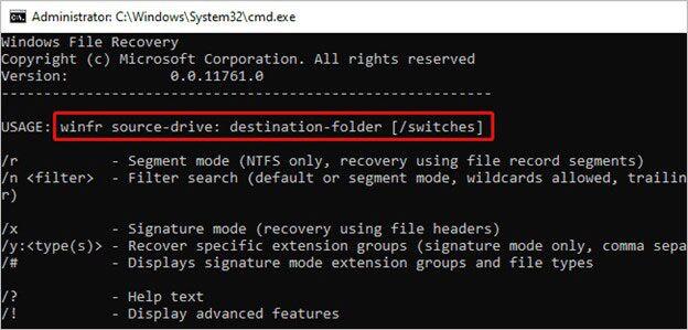 Microsoft WIndows File Recovery Tool