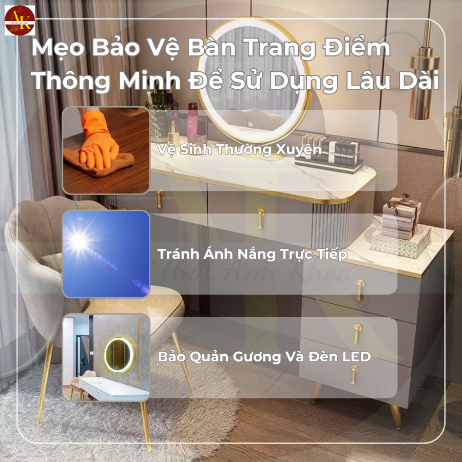 Mẹo bảo vệ bàn trang điểm thông minh để sử dụng lâu dài