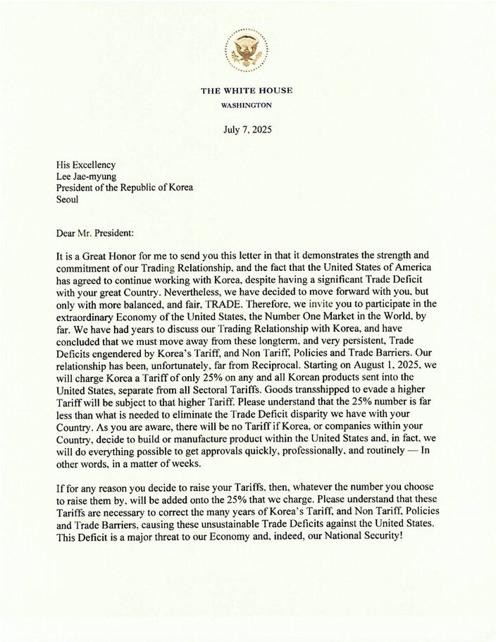 Tarriff letter