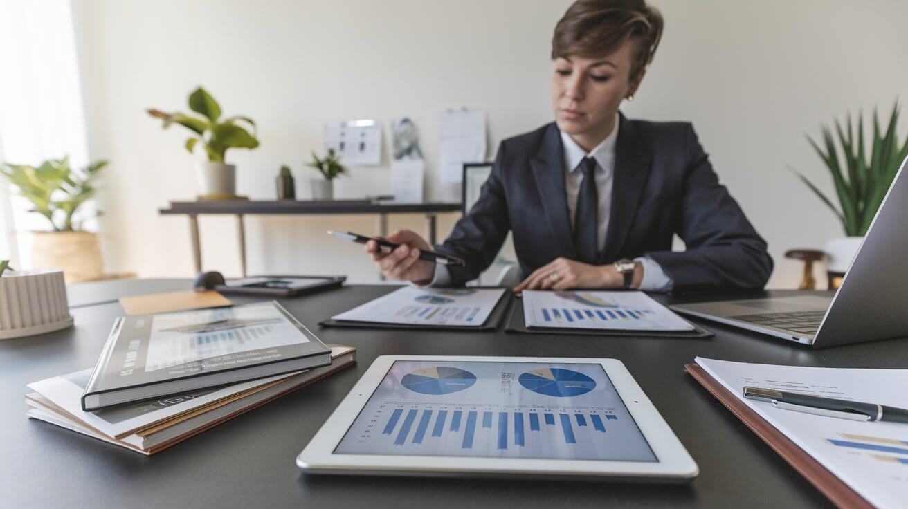 a professional photo of a woman financial success