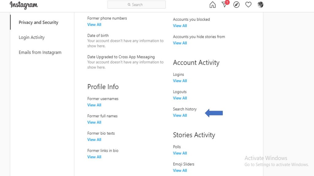 Clear Your Instagram Search History
