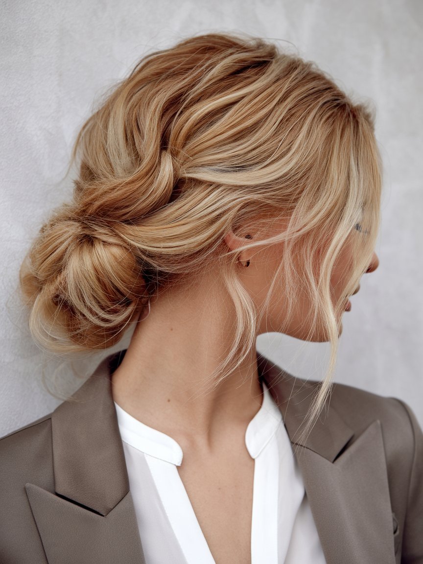 33. Toffee Blonde Loose Chignon