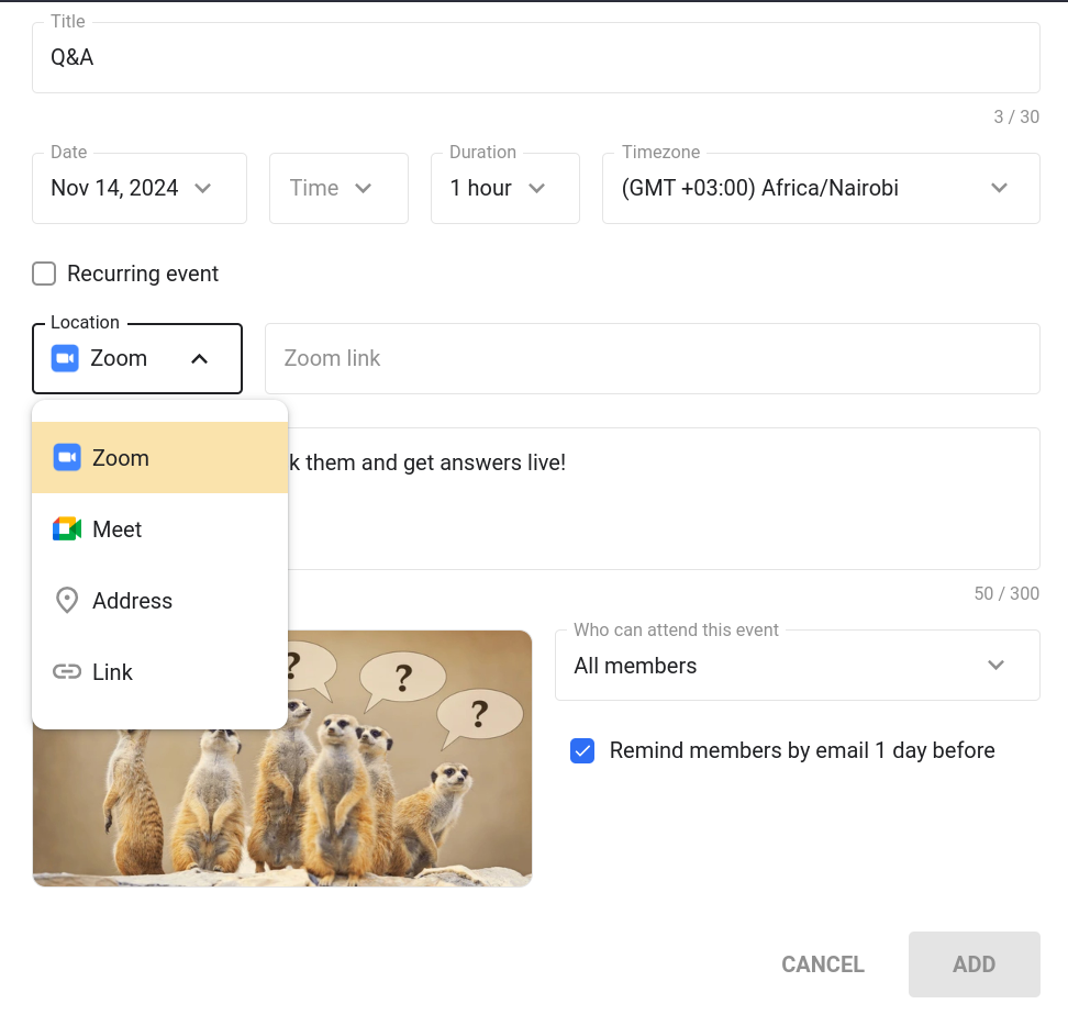 Skool Zoom and Google Meet integration