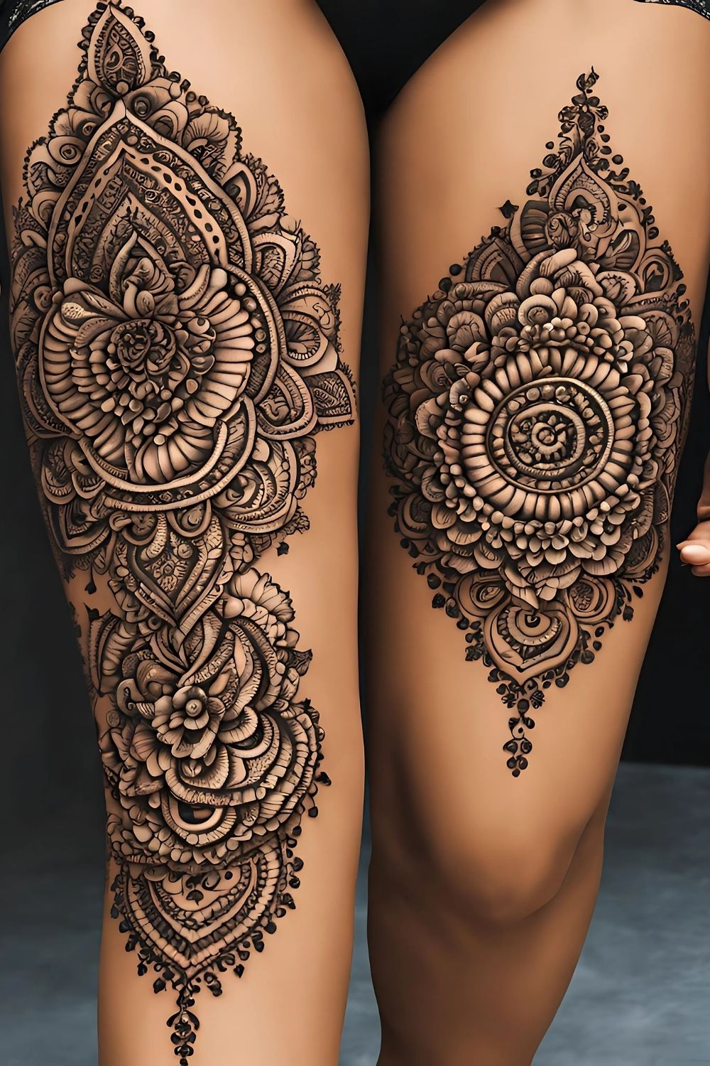Henna-Style Thigh Tattoo
