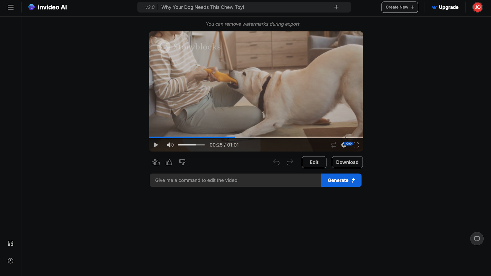 invideo to generate text to video ads usin