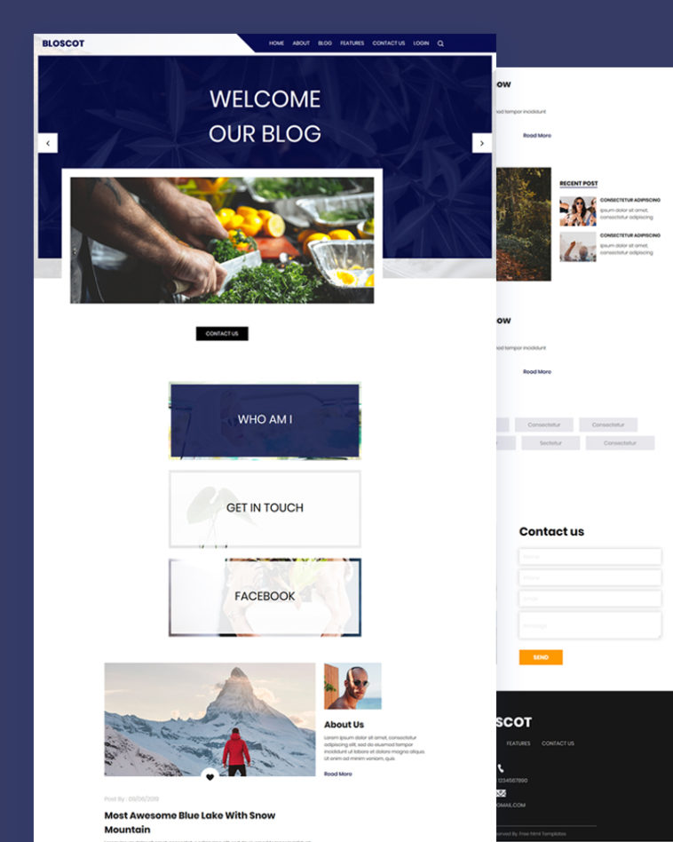 Simple HTML blog template for a website homepage