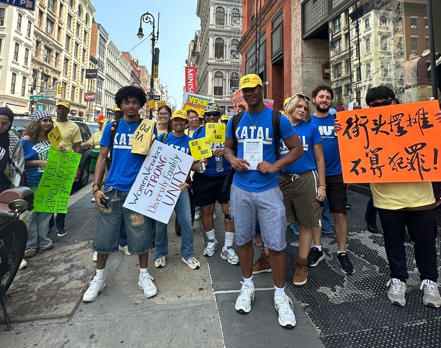 Katal interns and staff marching to City Hall with Street Vendor Project on August 15, 2024