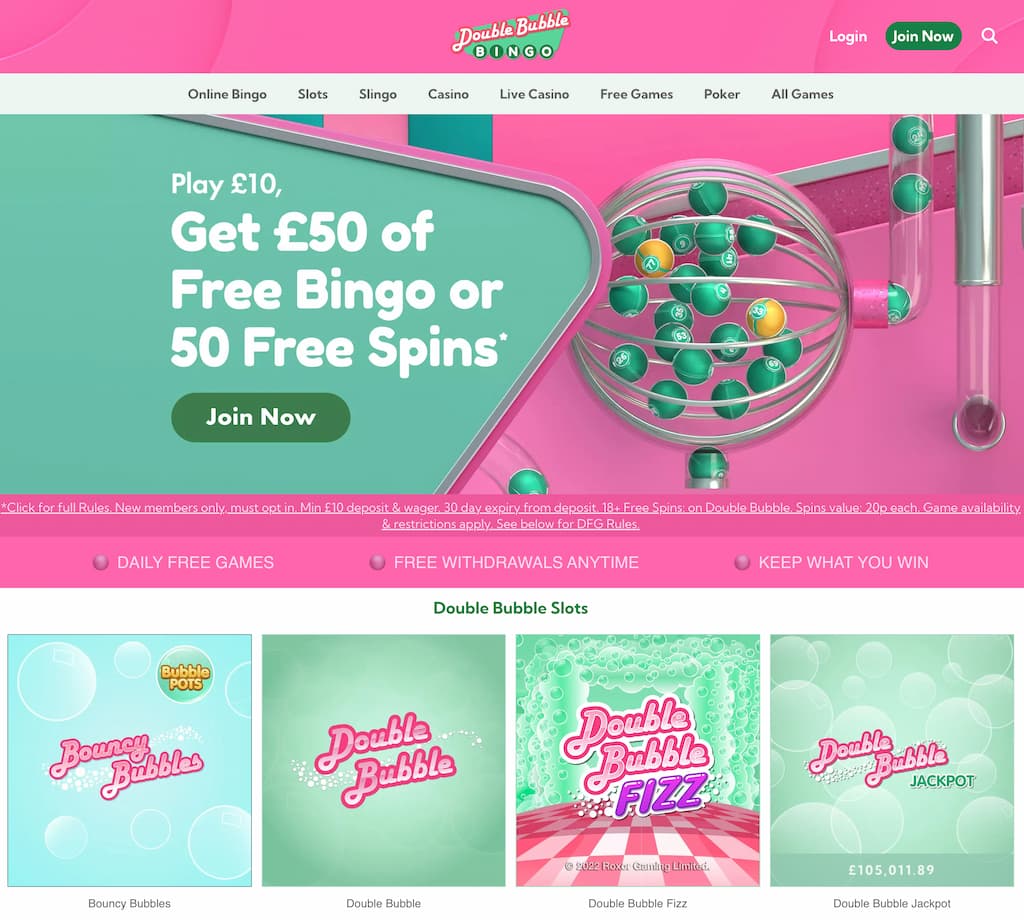 Double Bubble Bingo review - JackpotJoy sister sites