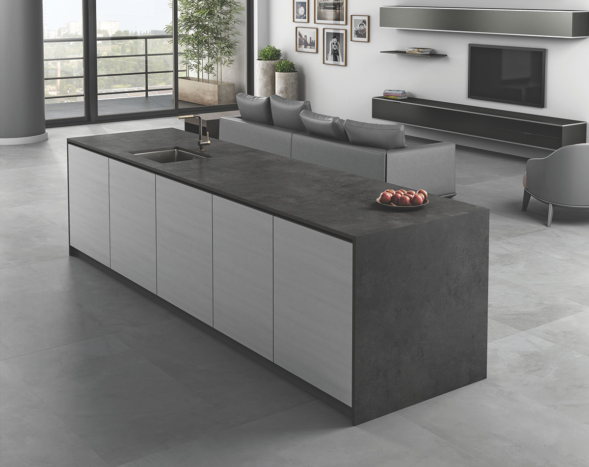 Stylish Metal Grey kitchen tiles design