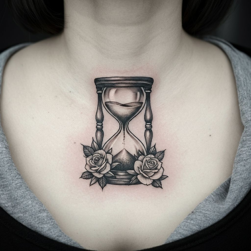 Hourglass with Roses
