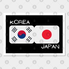 This contain the korean and japanese flags on a black background