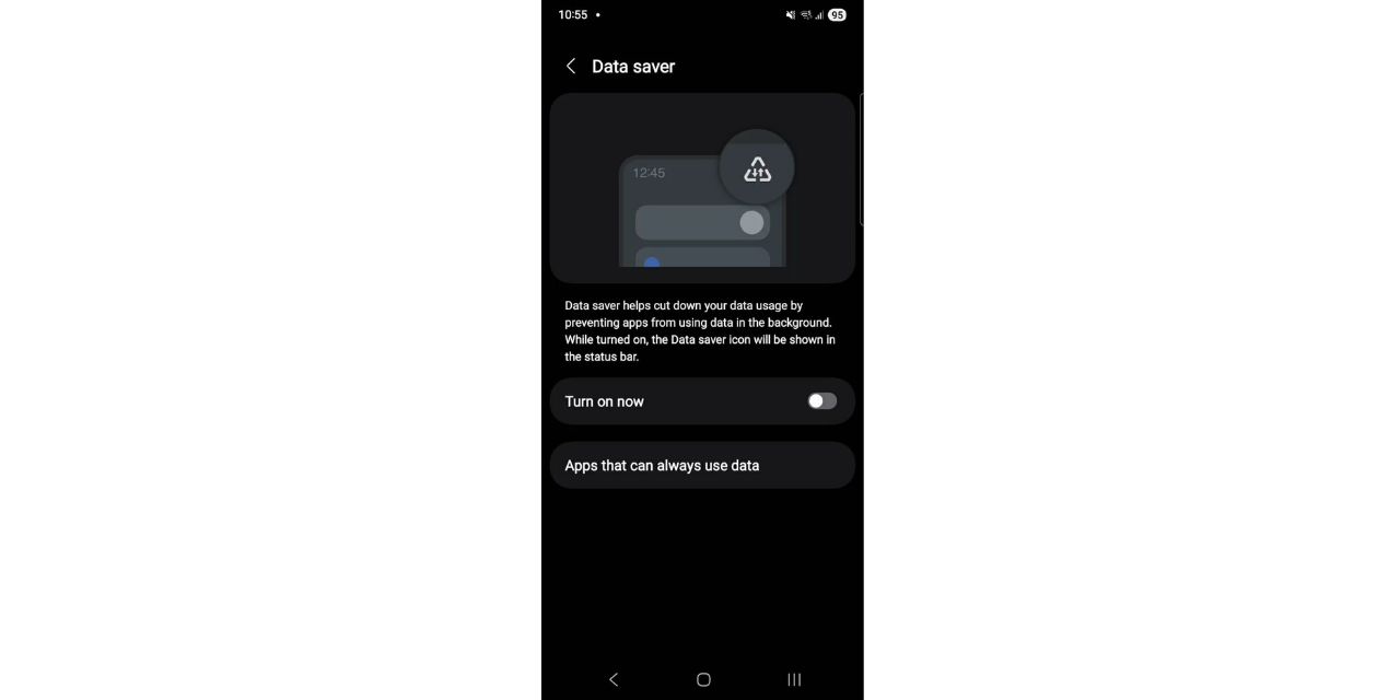 data saver on android toggle switch