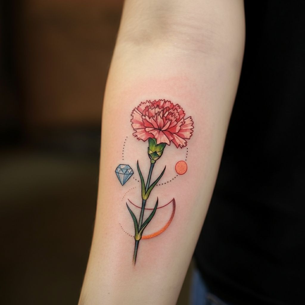 Geometric Carnation Tattoo