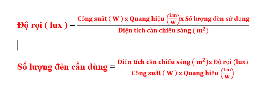 tính độ rọi và số lượng đèn cần dùng