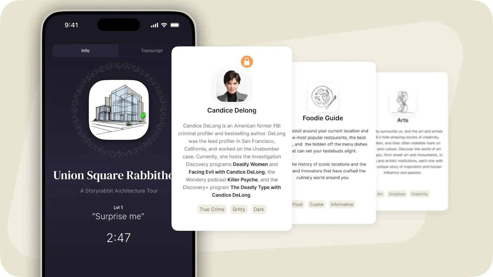 iPhone render of Storyrabbit with host images