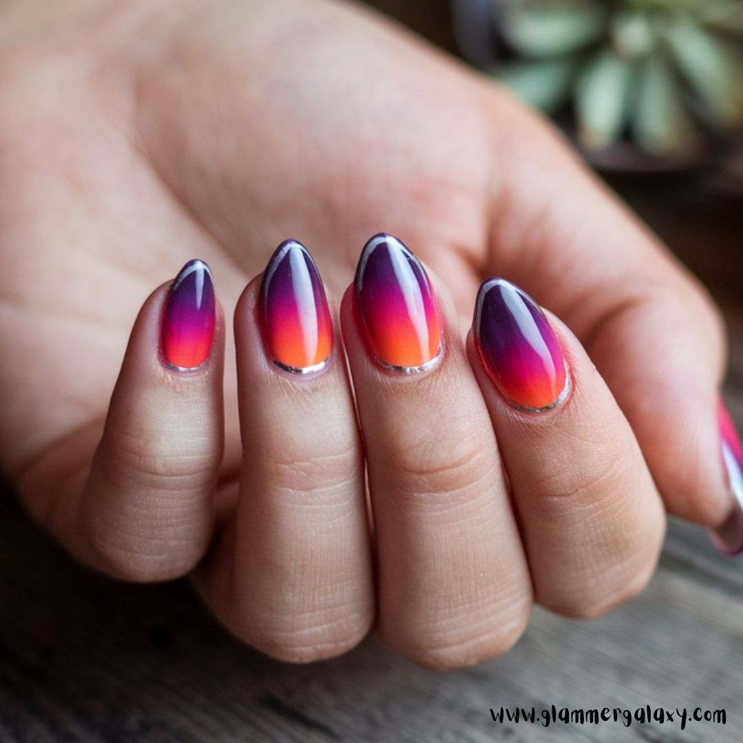 Classy Vacation Nails having Sunset Glow Gradient
