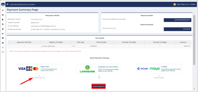 Payment Summary Page