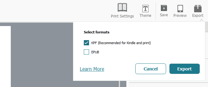 export kindle create