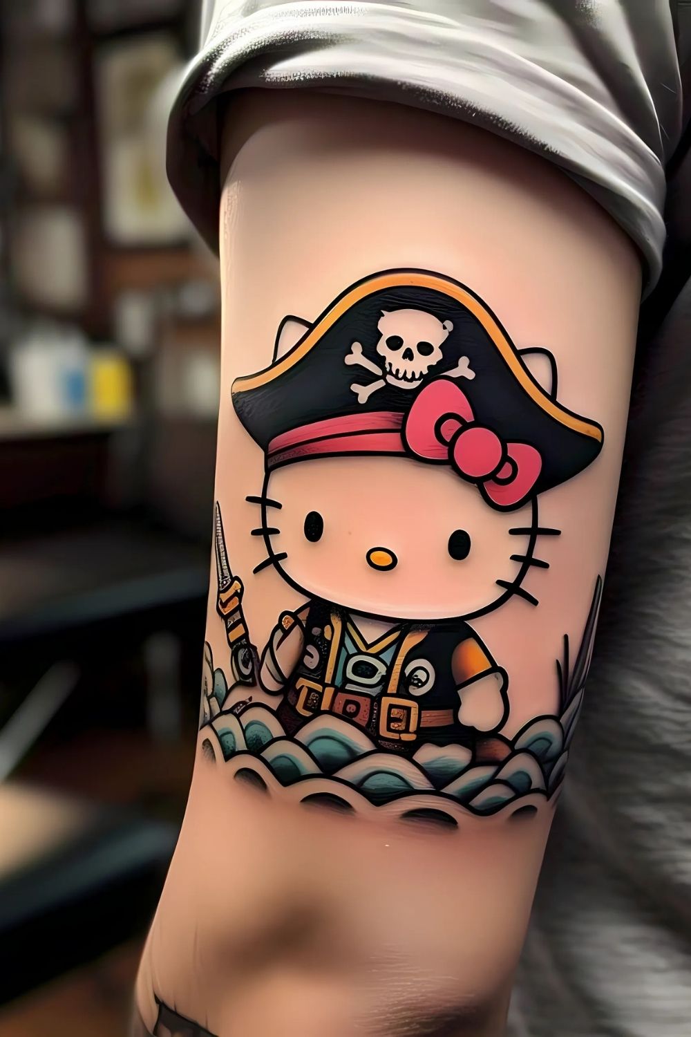 Hello Kitty as a Pirate Tattoo