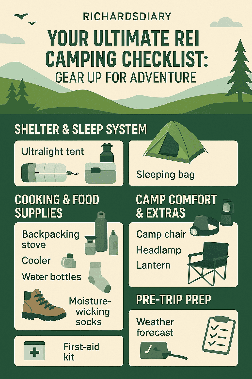 Your Ultimate REI Camping Checklist: Gear Up for Adventure (Infographics)