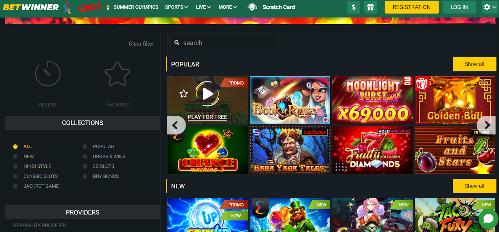 BetWinner online casinos