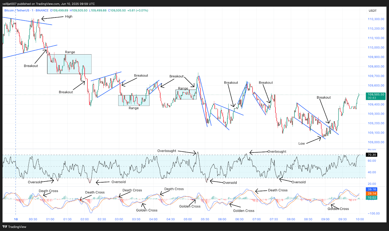 Chart 19: BTC/USDT M1 Chart, Analysed by vallijat007, published on TradingView, June 10, 2025
Bitcoin price
