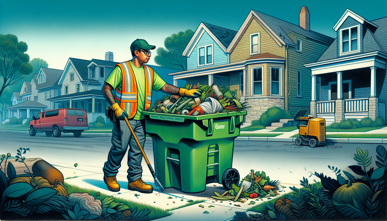 Yard waste being collected for proper disposal