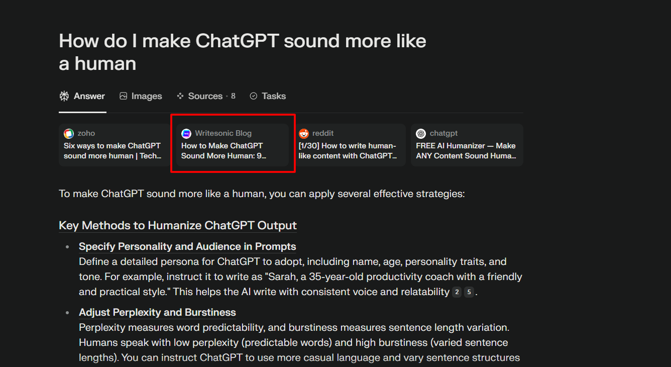 An example of answer engine optimization in action