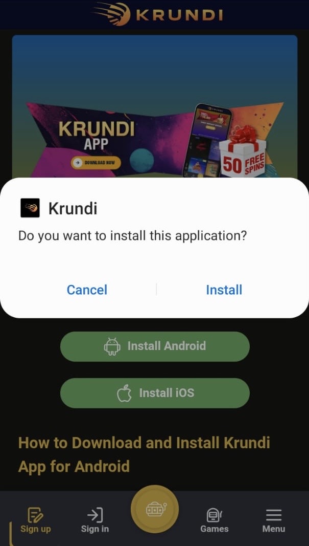 Krundi install application