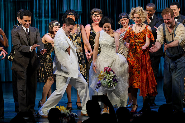 Cast members perform a dynamic dance during The Great Gatsby The Musical at the famous London Coliseum, part of The Great Gatsby 2025 show.