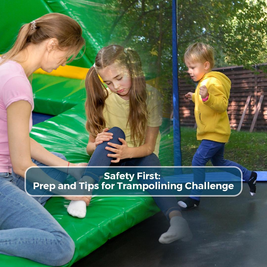 Mother with Daughter and Son Sitting on trampoline - supertramp.co.uk