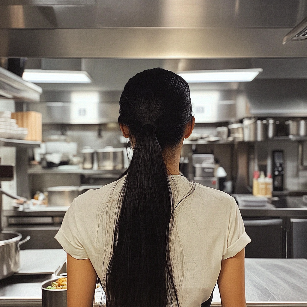 A woman working in a professional kitchen | Source: Midjourney