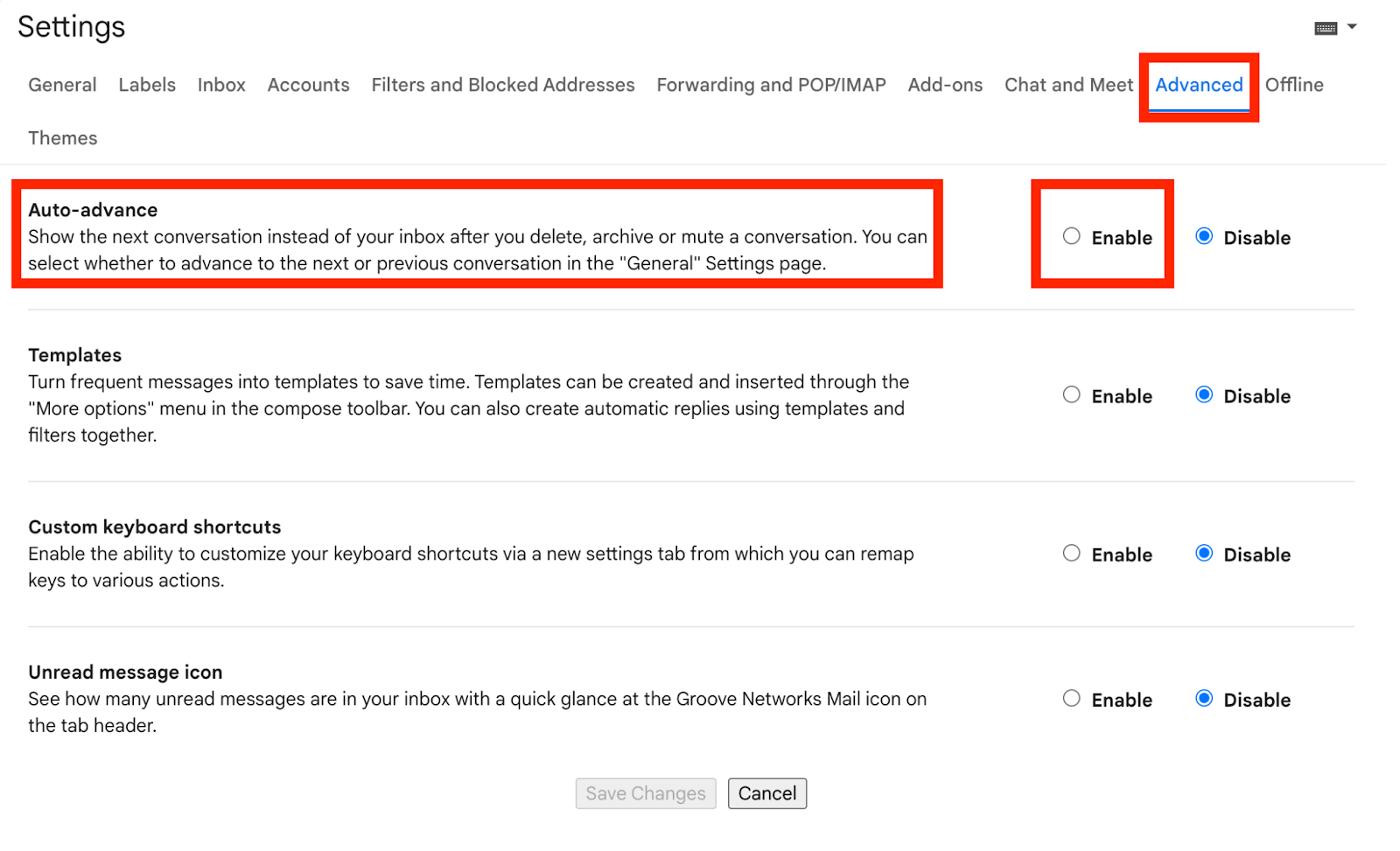 The auto-advance feature within Gmail allows users to immediately jump to the next queued email. 