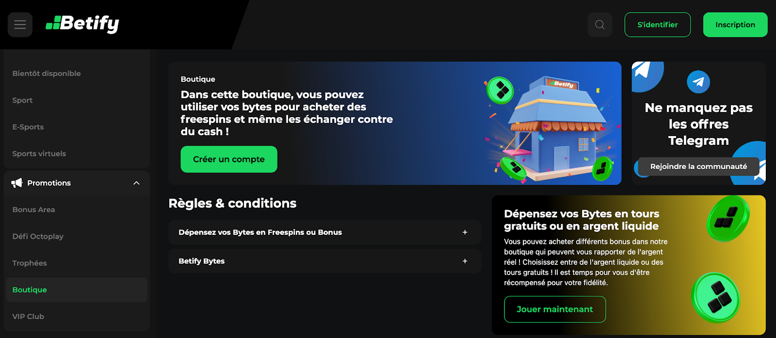 Boutique sur Betify