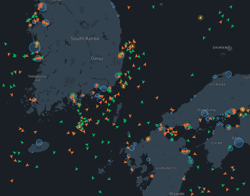 Shipping Activity in the Korean Strait. Source: CREA